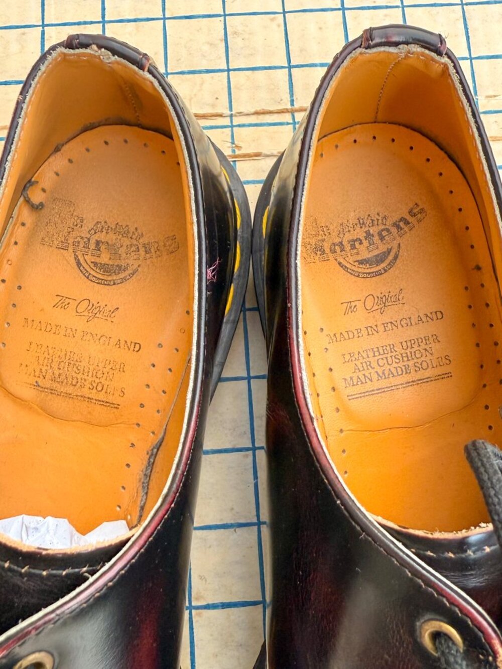 VTG Doc Marten 90s Oxblood Leather Shoe Low Top Oxford Made In England Mens 11 - Picture 7 of 16